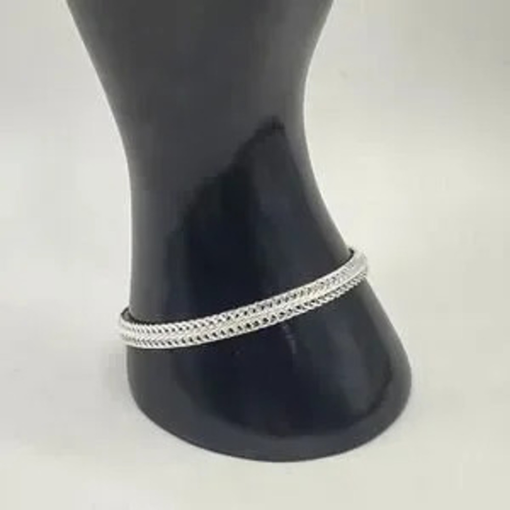 925 Silver Bracelet Braided Chain 6mm Fashion Jewelry VTG Style Birthday Gift
